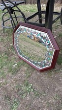 Vintage Octagonal Floral Etched Mirror Retro ...