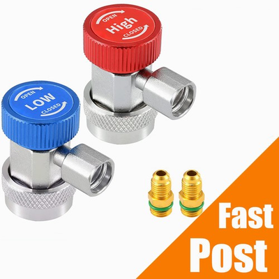 #ad 2PCS R134A Quick Connector Adapter Coupler AC Manifold Gauge Low High 1 4quot; SAE $10.99
