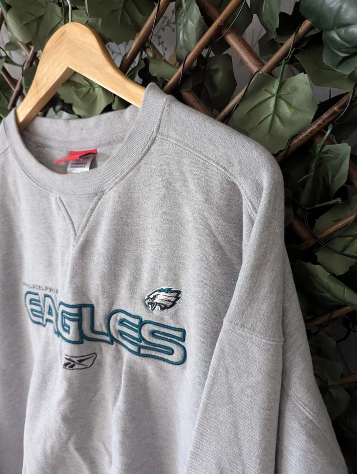 Reebok Philadelphia Eagles Sweatshirt Mens XL UK XXL  Grey Crewneck NFL Jumper - Image 4 of 4
