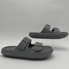J/Slides Beach Slides Women s Grey EVA Buckle Strap Comfort Sandals US 7M NIB