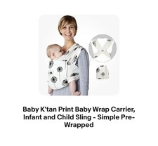 Baby K'tan Print Baby Wrap Carrier, Infant and Child Sling - Simple Pre-Wrapped