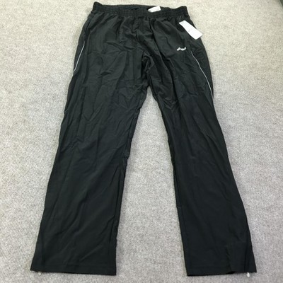Asics Stretch Woven Pants Mens XL Black Track Elastic Waist Zip Hem MB0448CW