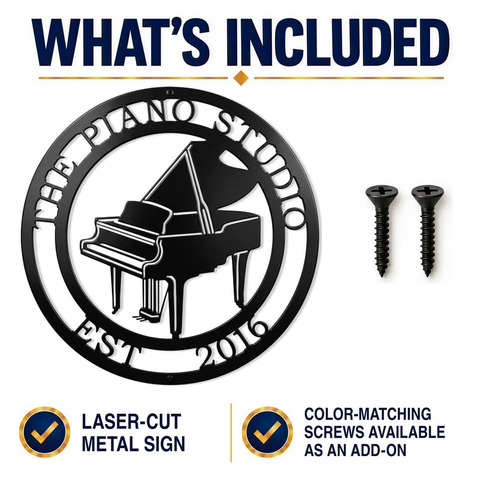 Custom Studio Sign Custom Metal Piano Music Sign - Personalized Studio Name & Teacher ...