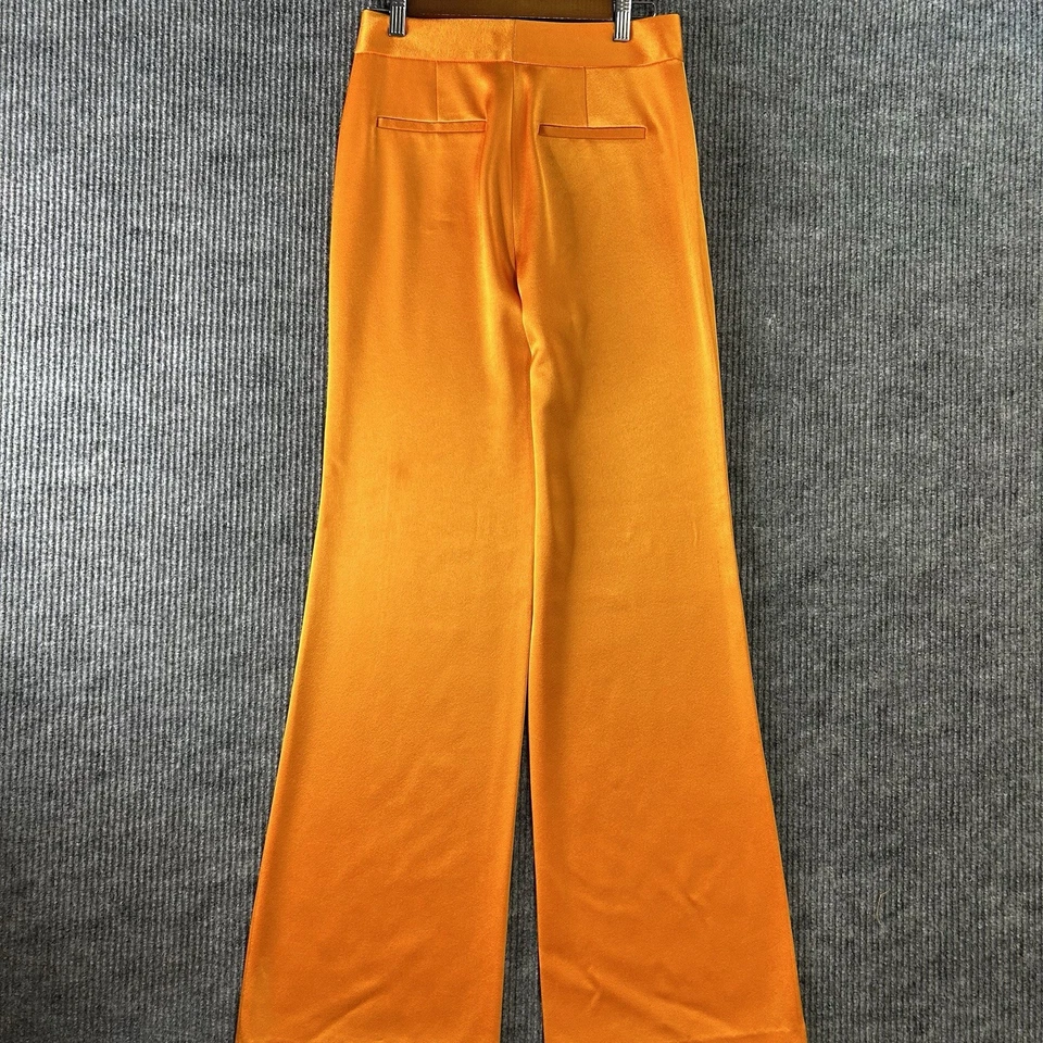 Pantalones de satén Alice + Olivia para mujer 2 Deanna naranja cintura alta corte boot ajustados Foto 3 de 4