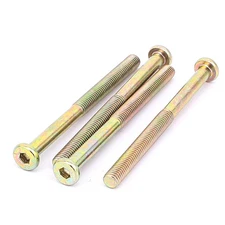 M8 x 100mm Male Threaded Hex Socket Head Cap Screw Bolt Bronze Tone 4 Pcs