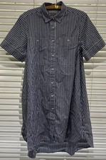 Everlane Daytripper Shirt Dress Women M Blue White Striped 100% Cotton Hi Low