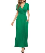 Women's Casual Dress with Pockets (Bright Green, Small) S Dress