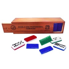 55-Piece, Handcrafted Professional Double-Nine Domino Set in Wooden Storage Box