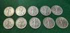 (Lot of 10) Walking Liberty 90% Silver Half Dollar Coins 1937-1946 Circulated