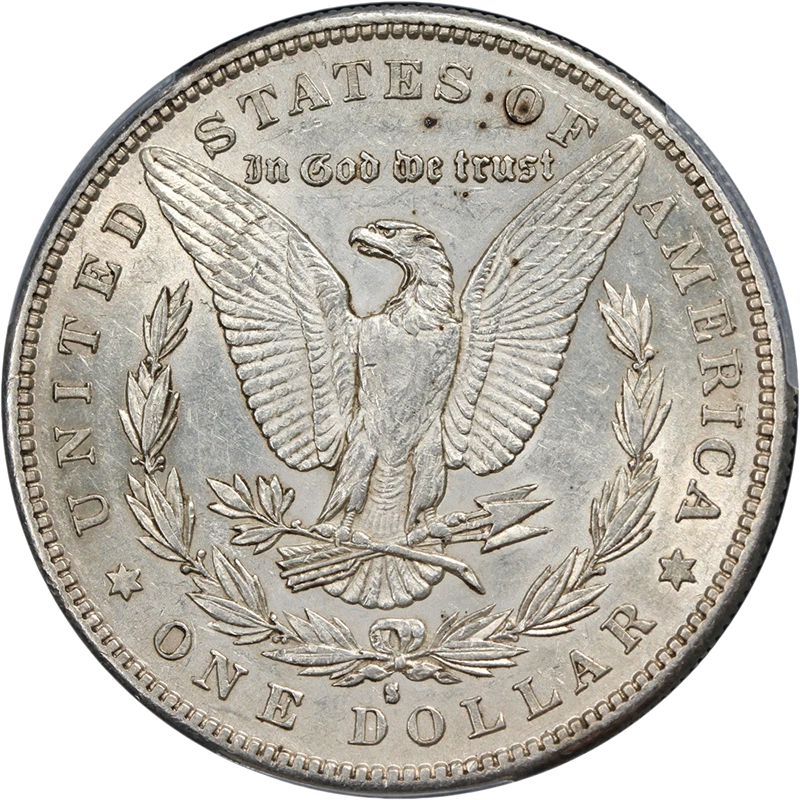 Dólar de plata Morgan 1884-S graduación profesional AU53 bonito atractivo visual fuerte golpe Foto 2 de 4