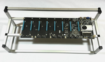 8 Slot Crypto Mining Frame/Rig + BTC-37 Motherboard, SSD, RAM, ADAPTER, SCREWS