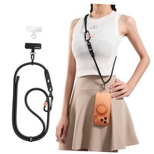Phone Lanyard with Hanging Loops, Adjustable Anti Theft Phone Strap 1-black