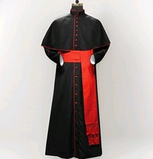Church Roman Cassock Adult Clergy Robe Cassock Soutane with Red Belt Customize