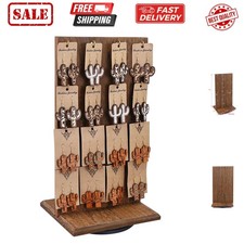 Wooden Rotating Two-Sided Jewelry Display Stand, Rotating Organizer with 32 H...