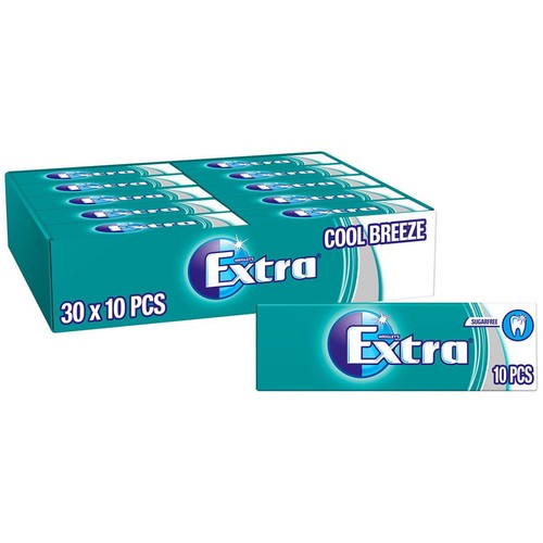Wrigleys Extra White Cool Breeze Chewing Gum Sugar Free 10Per Packet Pack 30x14g - Picture 1 of 3