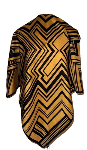 JACQMAR 60er JAHRE ORANGE SCHWARZ GEOMETRISCHER DRUCK SEIDE LOGO SCHAL HANDGEROLLT - Bild 8 von 11