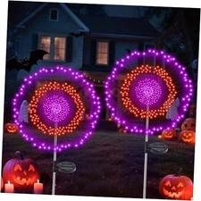 Solar Halloween Lights Outdoor, 360 LED Orange & Purple Waterproof Solar 2 Pack