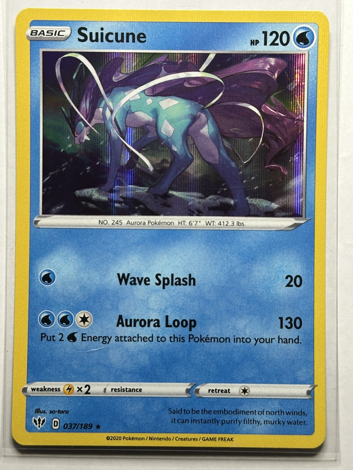 Suicune Holo Rare SWSH03: Darkness Ablaze 037/189 NM Pokémon card