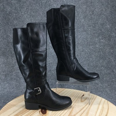 Croft & Barrow Boots Womens 6.5M Tall Riding Knee-High Black Faux Leather Casual