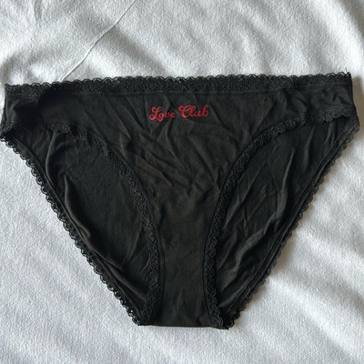Victoria's Secret lace love club black bikini panty size L