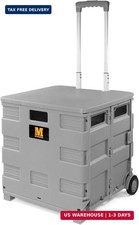 Collapsible Rolling Utility Cart with Lid 80 lb Capacity Folding Dolly with Tele