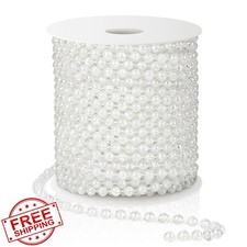 Pearl Beads Garland, 8mm Clear Faux String, 33FT Spool for Crafts