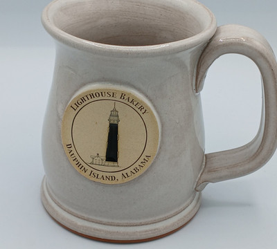 Sunset Hill Stoneware Lighthouse Bakery Mug Beige Glaze Dauphin Island Alabama