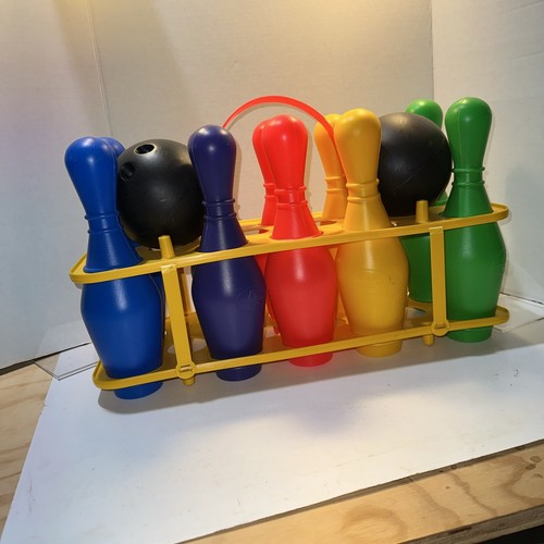 Vintage 80’s Empire  Bowling Set Complete 10 Pins 2 Balls and Holder Canada