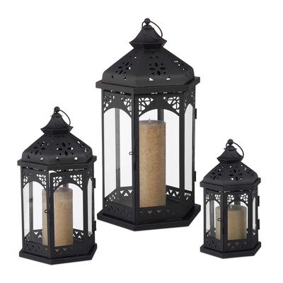Laternen set Deko Windlichter Gartenlaternen 3 Größen Metall Vintage Laternen