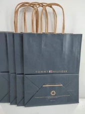 Tommy Hilfiger Navy Blue Paper Shopping Gift Bags 8 x 4.50 x 10"  Set of 5 Bags