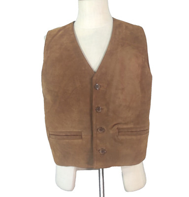 Neutral Territory Vest Men's Medium leather suede flannel Western Waistcoat