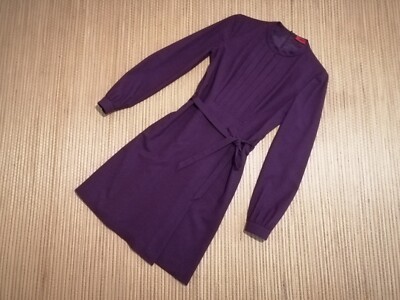 Original HUGO (Hugo Boss) Kleid ''Katerine'' Wolle Langarm & Knie-lang lila Gr. 36