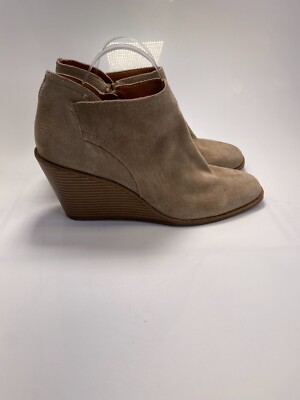 Lucky Taupe Wedge Booties Lucky Brand Women's Leather Taupe Wedge