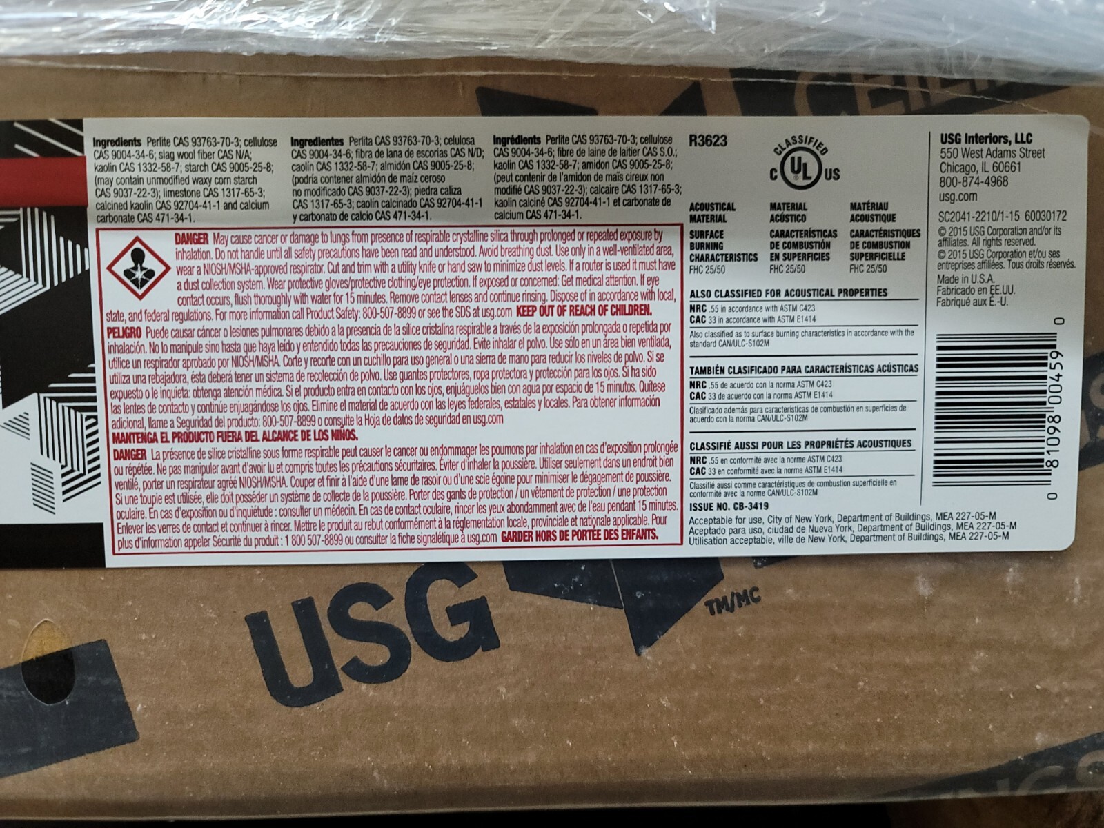 CASE USG Climaplus 2210 Radar White 24"x24" 2'x2' Drop Suspended