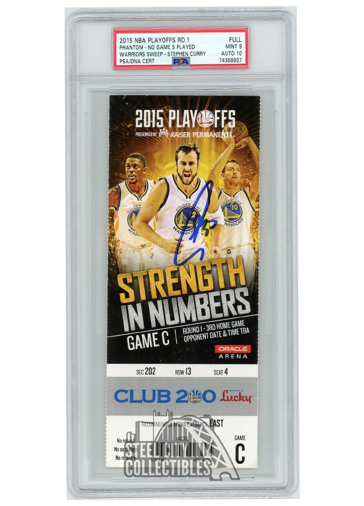 Stephen Curry Autographed 2015 Playoffs Round 1 Game C Ticket PSA 9 PSA/DNA 10