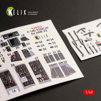 F-14D Tomcat AMK. Interior 3D Decals (for AMK) Scale 1:48 KeliK K48064
