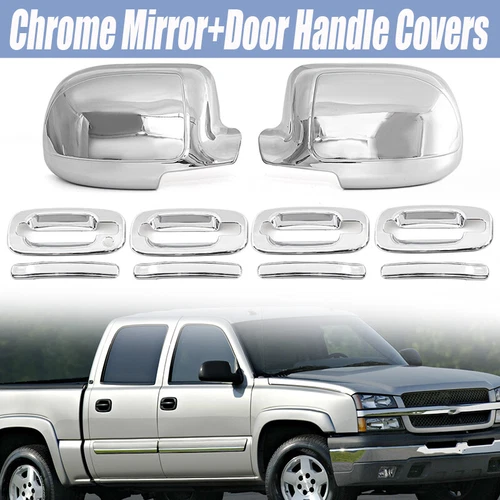 For 1999 2000-2006 GMC Yukon XL Chrome Full Mirror Cap 4 Door Handle Cover Trim