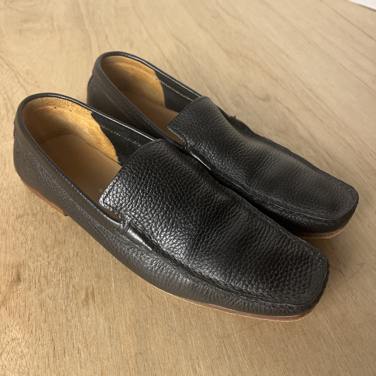 Burberry Black and Tan Loafers Slip-Ons Brown Leather  main image 2