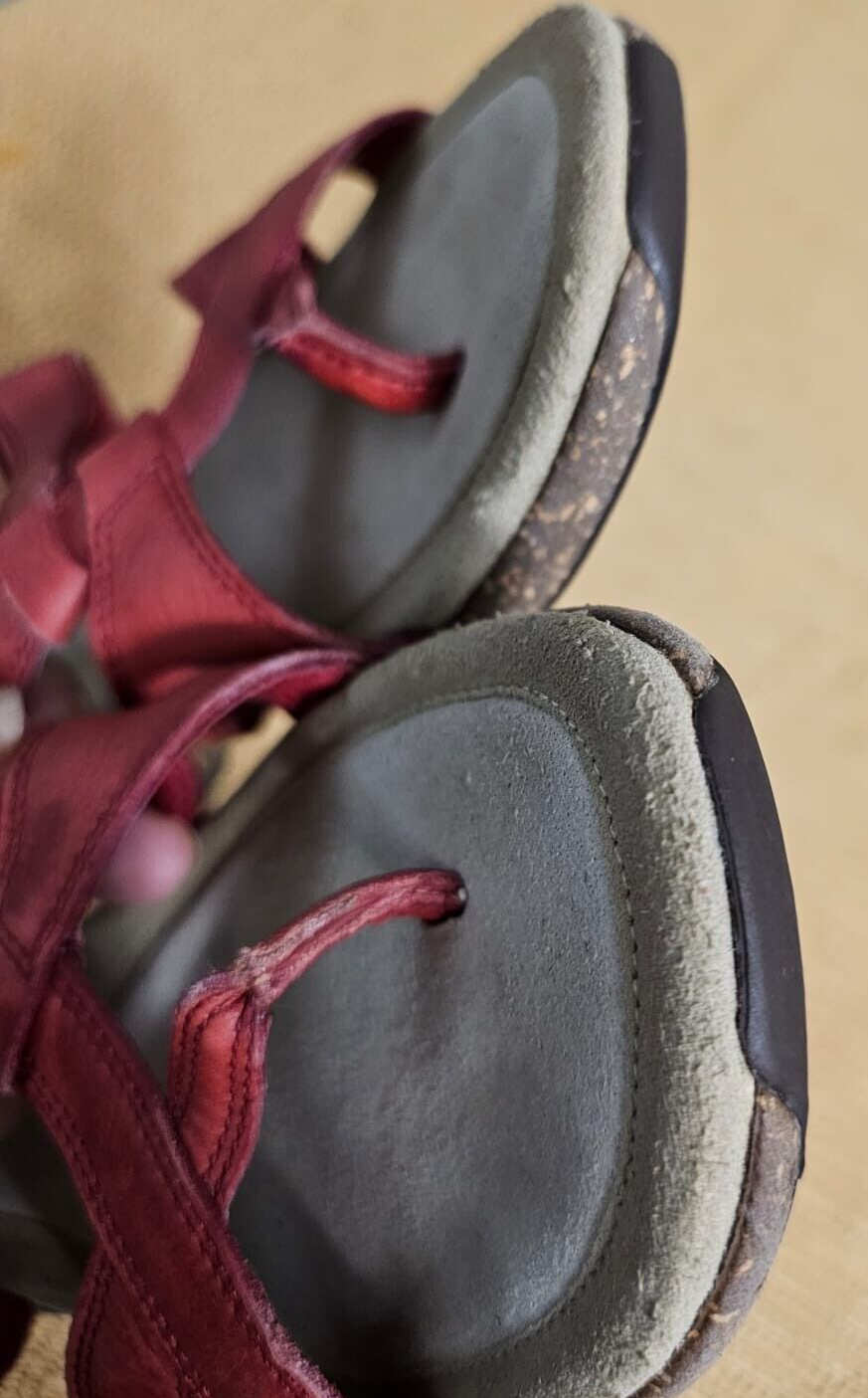 Sandali MERRELL Alyssum Earth donna taglia 9 rossi infradito zeppa molto puliti