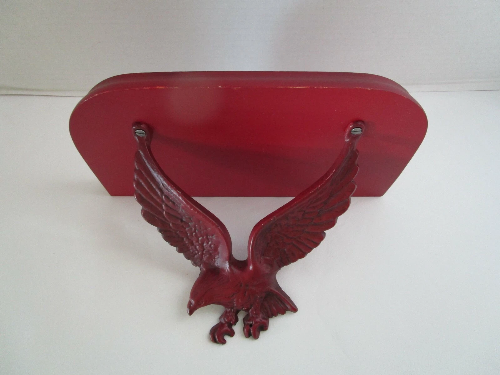 Vintage Wall hanging Shelf American eagle wood & metal 9.75" W 1960's
