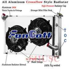 4 Row Radiator+Shroud Fan For 73-76 Chevy Corvette Base Stingray V8 5.7L 7.4L