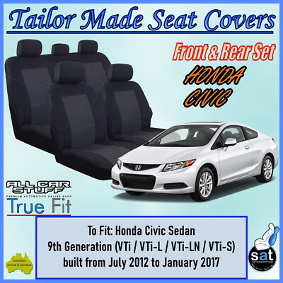 TrueFit Black Seat Covers for Honda Civic 9th Gen Sedan: from 07
