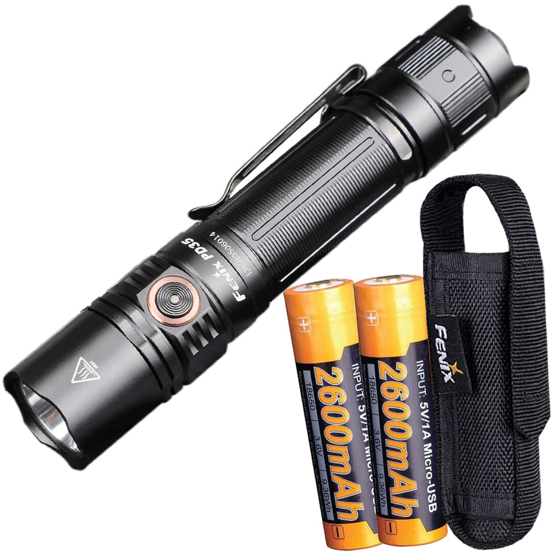 FENIX PD35 フラッシュライト 充電器バッテリーフルセット エクスター Fenix PD35 v3.0 1700 Lumen Flashlight with 2x USB Rechargeable