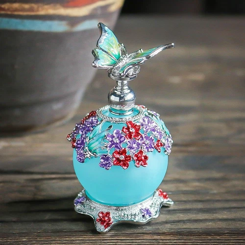 25 ml leere Schmetterling blau Parfümöl Flasche Glas nachfüllbar Vintage Geschenk USA - Bild 13 von 15