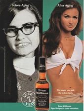 2002 Evan Williams Bourbon - Before/After Aging Sexy Halter Top Girl - Print Ad
