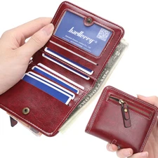 Small Thin Wallets Bifold Leather Mini Purse Credit Card Holder Clutch for Women