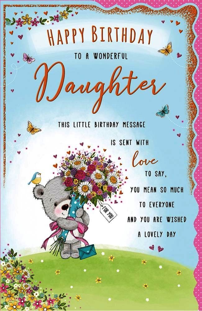 Large Happy Birthday To A Wonderful Daughter Card Foil 3 Verses - Regal
