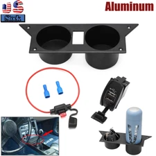 For Chevy Camaro ThirdGen 82-92 Ash Tray Cup Holder W/ USB Charger Kit Aluminum