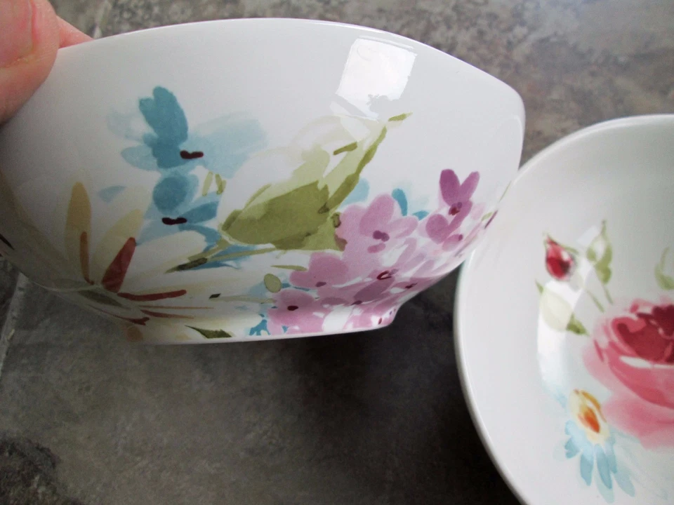 222 Quinto Ensaladera 6.5 Floral Fiesta Sopa Cereal Porcelana Rosa Azul Flores Foto 4 de 4