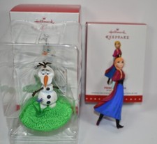 2015 HALLMARK KEEPSAKE ORNAMENT DISNEY FROZEN ANNA AND OLAF NIB SET OF 2